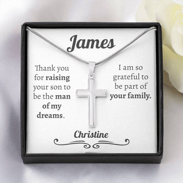 Personalized Father In Law Gift from Bride Cross Necklace - Love You This Much